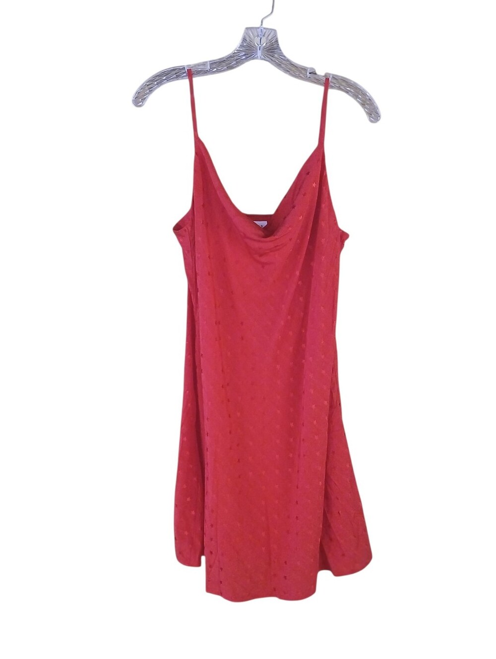Le Lis Red Cowl Neck Star Jacquard Satin Chemise Large